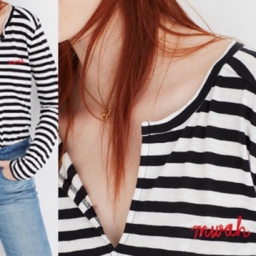 Madewell Mwah Embroidered Striped Cotton‎ Shirt as is